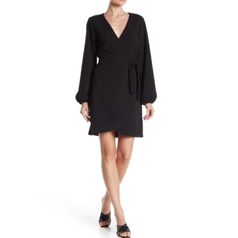 Madewell Stretch-Crepe Faux-Wrap Mini-Dress, True Black